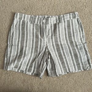 Ann Taylor Loft 6in Grey and White stripe shorts